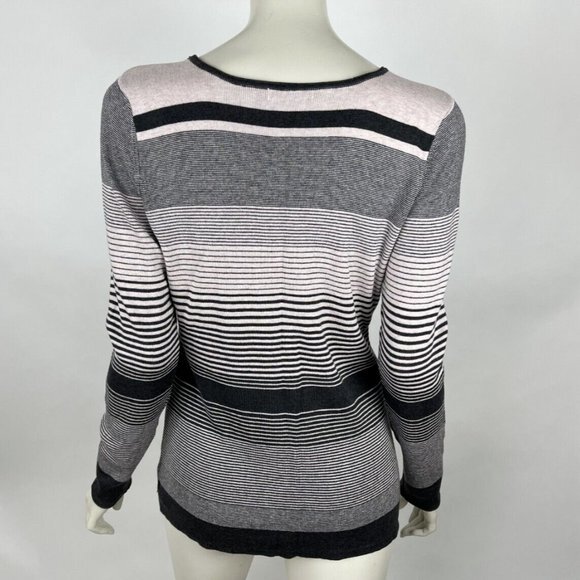 NIC+ZOE Striped Pullover Sweater Women M NWT Cotton Blend Long Sleeve Scoop Neck - Picture 2 of 10